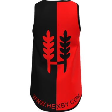 Hexby Unisex Harlequin Shearing Singlet - Red/Black