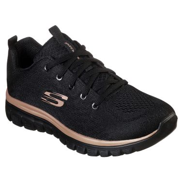 Skechers Women’s Graceful Get Connected Trainers - Black/Rose Gold