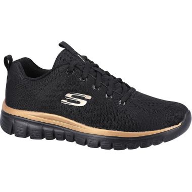 Skechers Women’s Graceful Get Connected Trainers - Black/Rose Gold