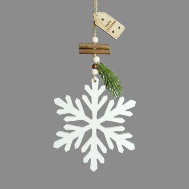 Wooden Snowflake Hanging Decoration - 25cm