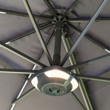 Kettler 3.3m Free Arm Parasol with Built in LEDs and Speaker - Taupe