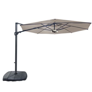 Kettler 3.3m Free Arm Parasol with Built in LEDs and Speaker - Stone