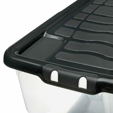 Strata Curve Clear Plastic Storage Box with Lid - 42 Litre