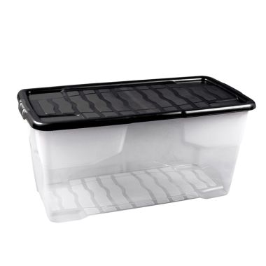 Strata Curve Clear Plastic Storage Box with Lid – 80 Litre