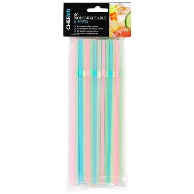 Biodegradable Assorted Drinking Straws – Pack of 40