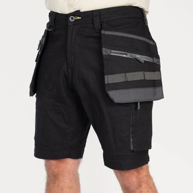 Bisley Workwear Men's Flex & Move Stretch Utility Holster Pocket Shorts – Black