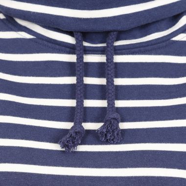 Lazy Jacks Women's Striped Roll High Neck Sweatshirt - Twilight