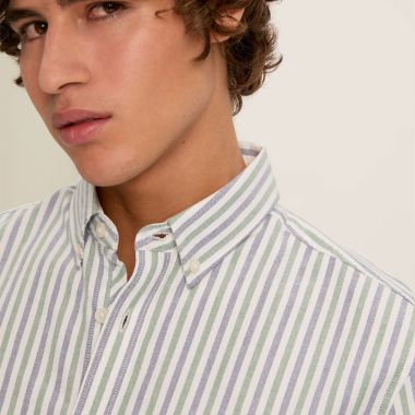 Joules Men's Oxford Striped Shirt - Blue/Green