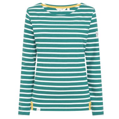 Lazy Jacks Women's Striped Breton Top - Emerald