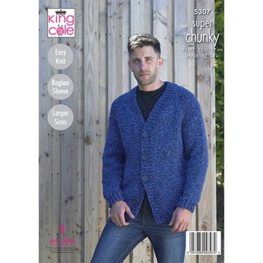 King Cole Super Chunky V-Neck Cardigan and Sweater Knitting Pattern