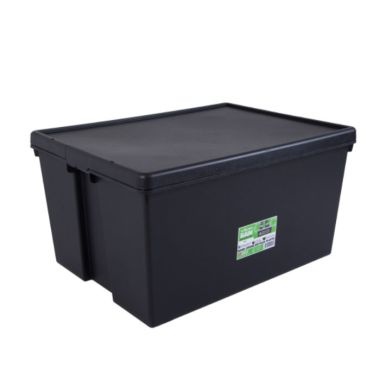 Wham Bam Recycled Heavy Duty Storage Box with Lid, Black - 150 Litre