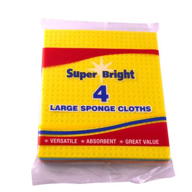 Super Bright Large Sponge Cloths - Pack of 4