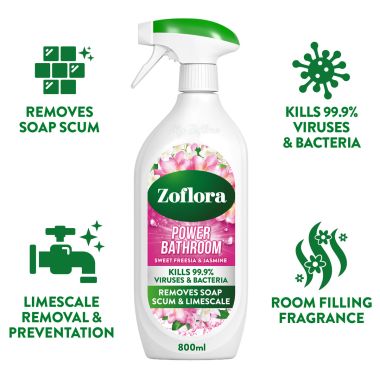 Zoflora Power Bathroom Disinfectant Cleaner, 800ml - Sweet Freesia & Jasmine