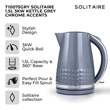 Tower Solitaire 1.5L Kettle - Grey