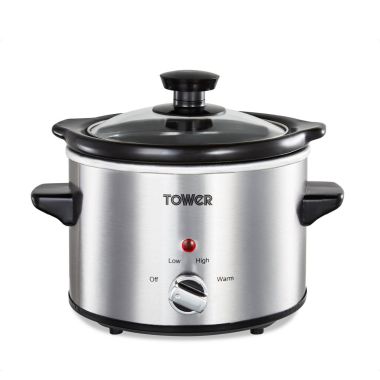 Tower T16020 Compact Stainless Steel Slow Cooker - 1.5 Litre