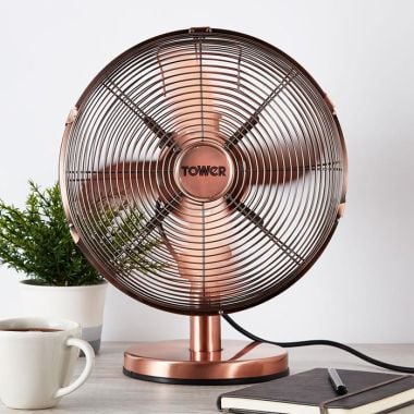 Tower Metal Desk Fan, 12in - Copper