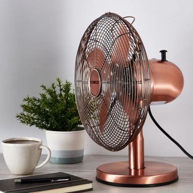 Tower Metal Desk Fan, 12in - Copper