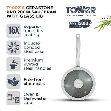 Tower Cerastone Pro Saucepan - 20cm