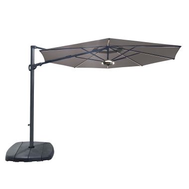 Kettler 3.3m Free Arm Parasol with Built in LEDs and Speaker - Taupe