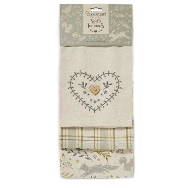 Cooksmart Tea Towels, Pack of 3 – Woodland