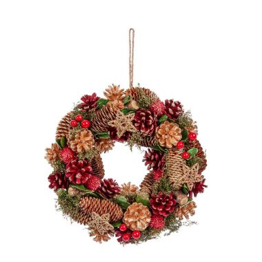 Pinecone and Star Christmas Wreath - 30cm