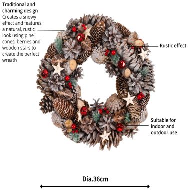 Frosted Star Christmas Wreath - 36cm