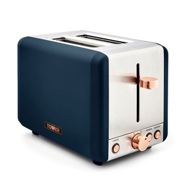 Tower Cavaletto 2 Slice Toaster, 850W – Midnight Blue / Rose Gold