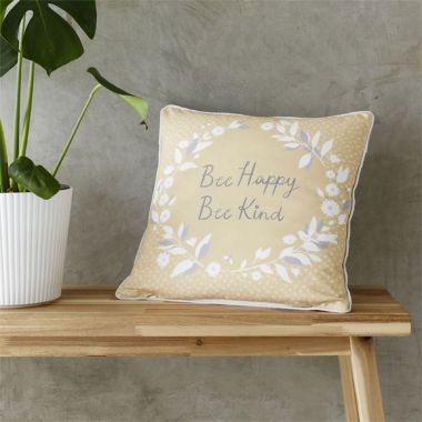 Catherine Lansfield Bee Kind Reversible Cushions – Ochre/Grey