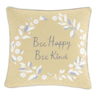 Catherine Lansfield Bee Kind Reversible Cushions – Ochre/Grey