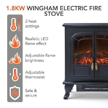 Warmlite WL46019 Wingham 2kW Two Door Electric Fireplace - Black