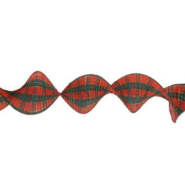 Tartan Ruffled Christmas Ribbon - 2.7m
