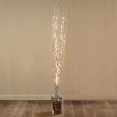 Premier Silver LED Glitter Branch  - 1.2m