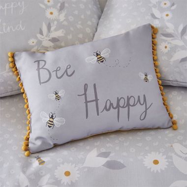 Catherine Lansfield Bee Happy Cushion - Grey