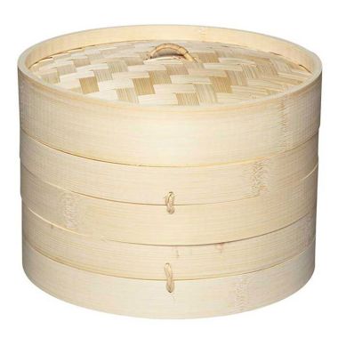 KitchenCraft 2 Tier Bamboo Steamer Basket - 20cm