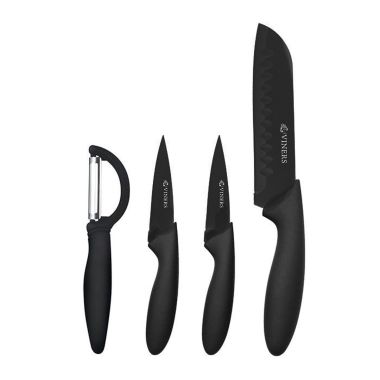 Viners Everyday 3 Piece Knife and Peeler Set - Black