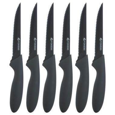 Viners Everyday Set Of 6 Steak Knives – Black