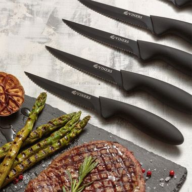 Viners Everyday Set Of 6 Steak Knives – Black