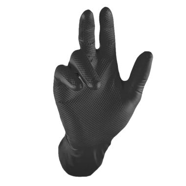Warrior Black Nitrile Grip Disposable Gloves - Pack of 50