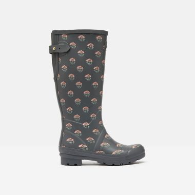  Joules Women's Wellington Boots - Grey Floral 