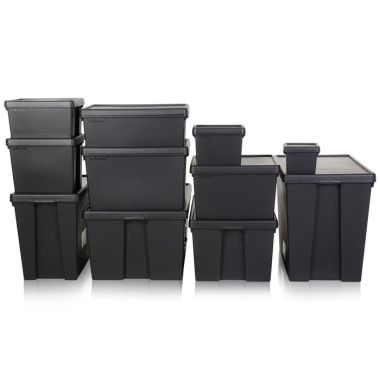 Wham Bam Recycled Heavy Duty Storage Box with Lid, Black - 62 Litre