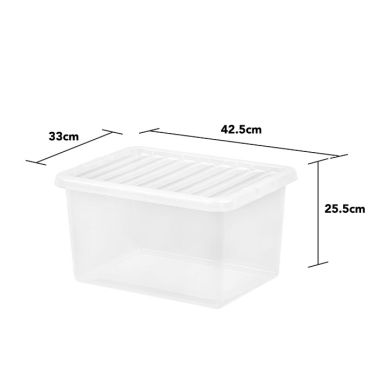 Wham Crystal Clear Plastic Storage Box with Lid – 25 Litre