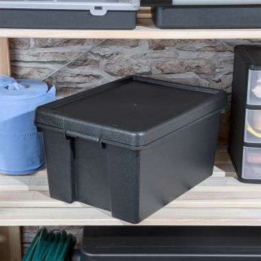 Wham Bam Recycled Heavy Duty Storage Box with Lid, Black – 16 Litre
