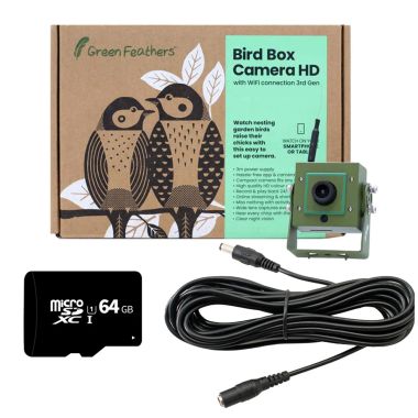 Green Feathers WiFi Bird Box HD Camera Bundle