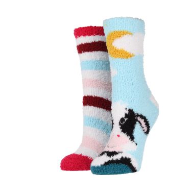 Wildfeet Children's Lounge Socks, Pack of 2 - Cow 