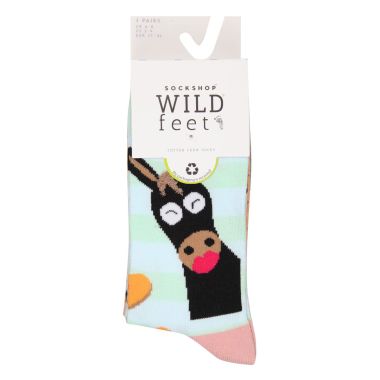 Wildfeet Women's Novelty Socks, Pack of 3 - Donkey