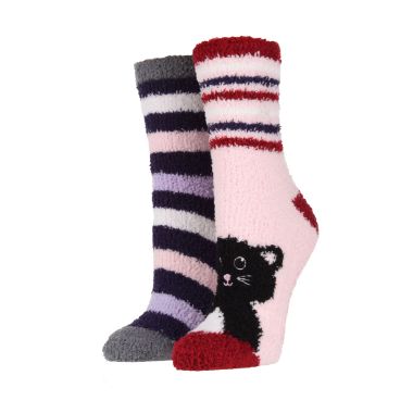 Wildfeet Women's Lounge Socks, Pack of 2 - Cat