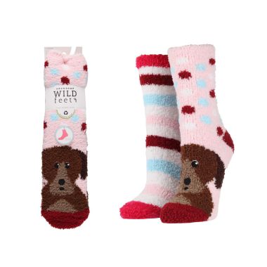 Wildfeet Women's Lounge Socks, Pack of 2 - Dog