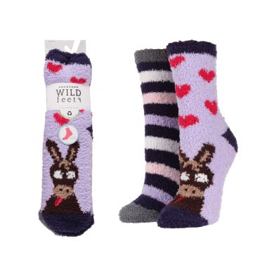 Wildfeet Women's Lounge Socks, Pack of 2 - Donkey