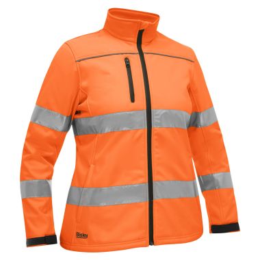 Bisley Workwear Women's Taped Hi-Vis Softshell Jacket - Orange