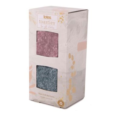Totes Women's Chenille Bed Socks - Teal/Pink